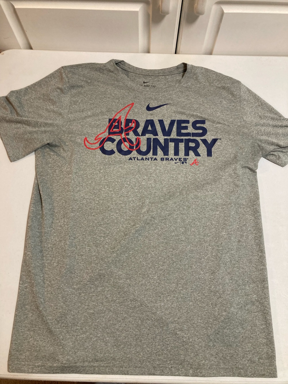 Nike Gray Atlanta Braves Country Short Sleeve Tee with Navy and Red Logo